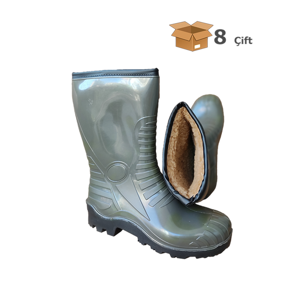 Palalı 122 PVC Soğuk Hava ve Kar Çizmesi - O4 Standardı, Peluş Astarlı, Kaymaz İş Çizmesi