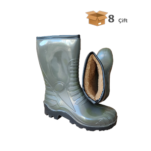 Palalı 122 PVC Soğuk Hava ve Kar Çizmesi - O4 Standardı, Peluş Astarlı, Kaymaz İş Çizmesi