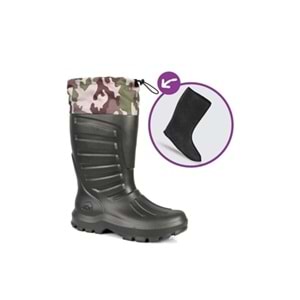 Sonimix Haki EVA Termal Çizme -30°C Soğuk İzolasyonlu, Kaymaz, Çoraplı Avcı & Balıkçı Çizmesi