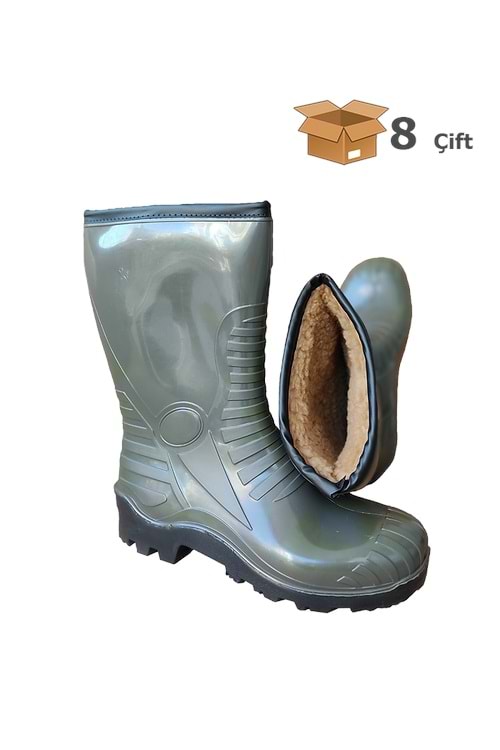 Palalı 122 PVC Soğuk Hava ve Kar Çizmesi - O4 Standardı, Peluş Astarlı, Kaymaz İş Çizmesi