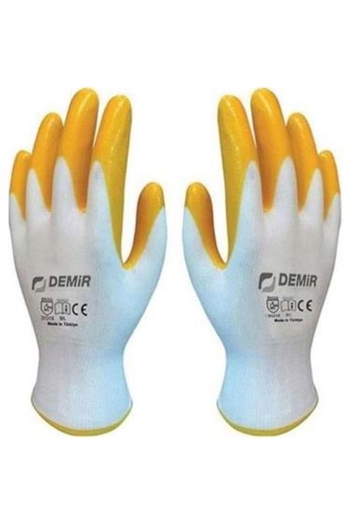 Demir Safety Sarı Nitril İnşaat Tarım Montaj İş Eldiveni 12 Çift-no:10